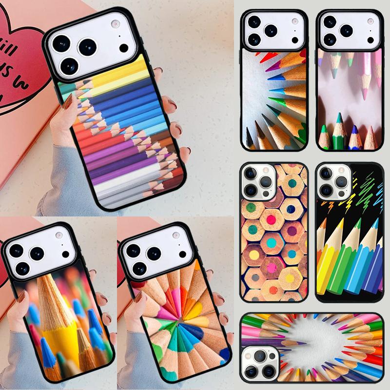 Rainbow Colorful Pencils Phone Case For iPhone 17 Air 14 15 13 12 Max Cover For Apple 16e 11 Pro Max Plus Coque