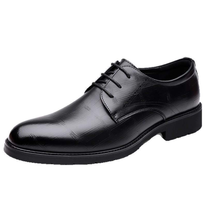 Business dress leather shoes men's leather soft sole pointed British casual shoes groom suit leather shoes