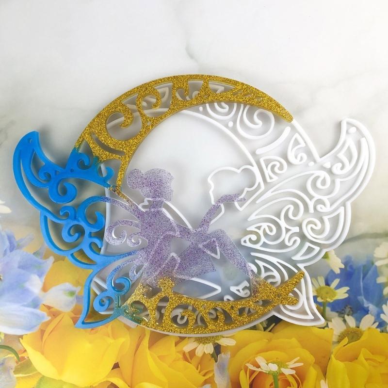 Silicone Wall Hanging Molds Epoxy Resin Craft Molds Moon Butterfly Girl Theme Home Decors Crafting Supplies for Crafting