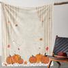 Cozy Flannel Blanket with Pumpkin & Autumn Leaves Print – Soft, Warm, and Lightweight Throw for Sofa, Bed, Car, Office, Camping