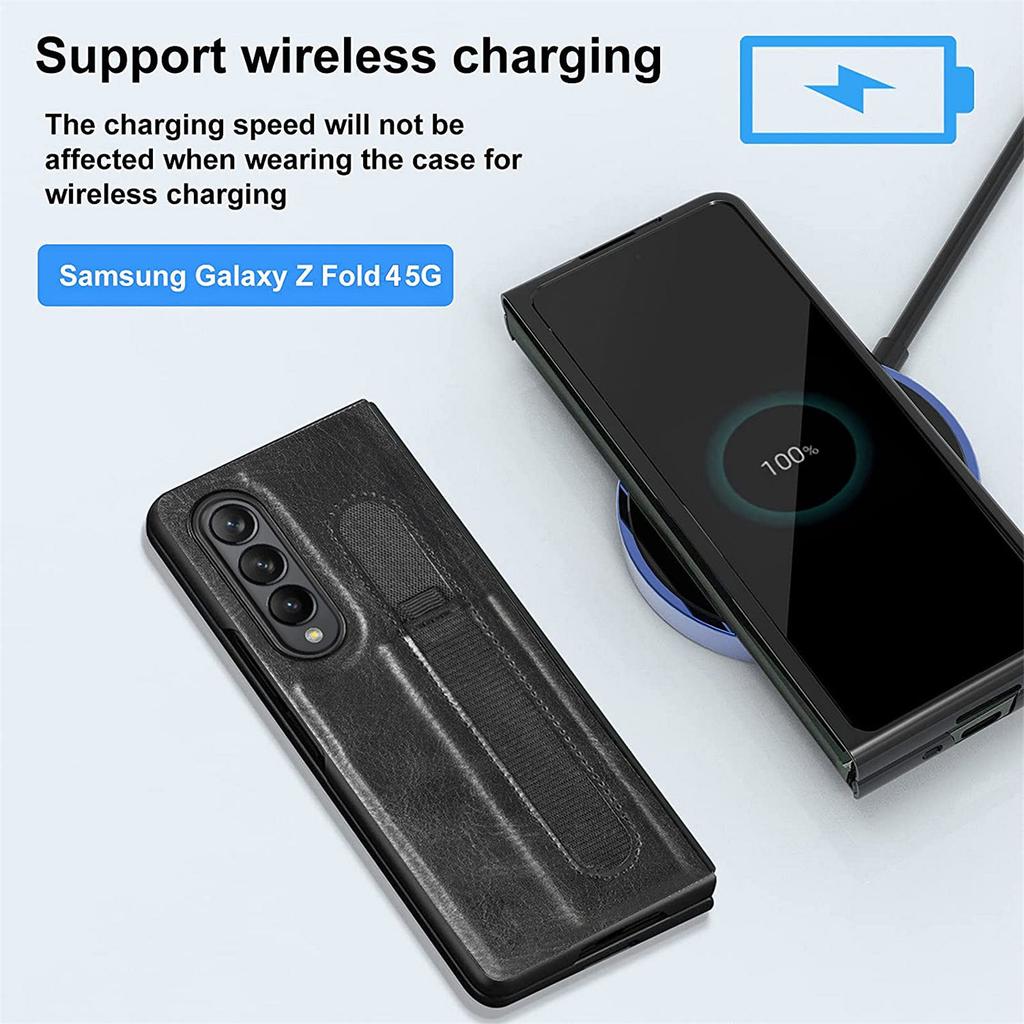 Wysokiej jakości skórzane etui do Samsunga Galaxy Z Fold 4 Smukła konstrukcja z uchwytem na długopis Pokrowiec zabezpieczający przed upadkiem do Galaxy Z Fold 3
