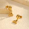 Stainless Steel Round Bead Earrings for Women, Triangle Pendant Earrings,Fashion Jewelry Gifts