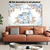 1 Piece of 2D Flat Banner - Bohemian-style Elephant Shower Backdrop Fabric - Blue Reed Grass Theme