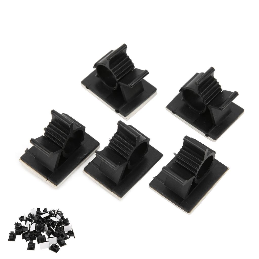 50pcs Cable Management Clips Adjustable Adhesive Nylon Wire Cord Clamp Organizer Black