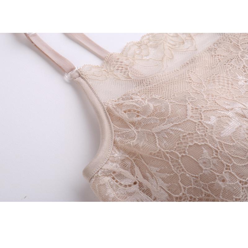 Silk Strapless Lace Trim Padded Camisole Bra