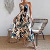 2026 Amazon cross-border new women's clothing printed lace-up neck sleeveless dress European and American summer waist dress