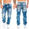 Pantalones Vaqueros de Hombre Hip Hop con Costuras de Contraste - Estilo Nuevo, Europeo y Americano, Pierna Recta Casual