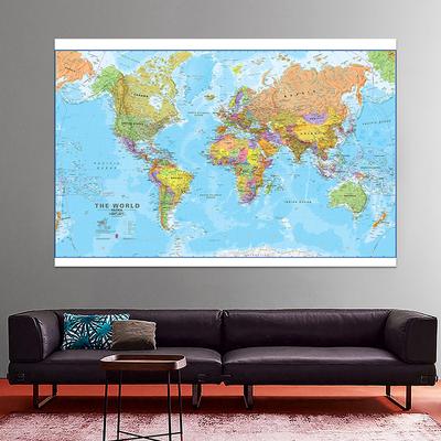 The World Political Map Detailed Painting Modern Wall Art Poster School Supplies Living Room Home Decor