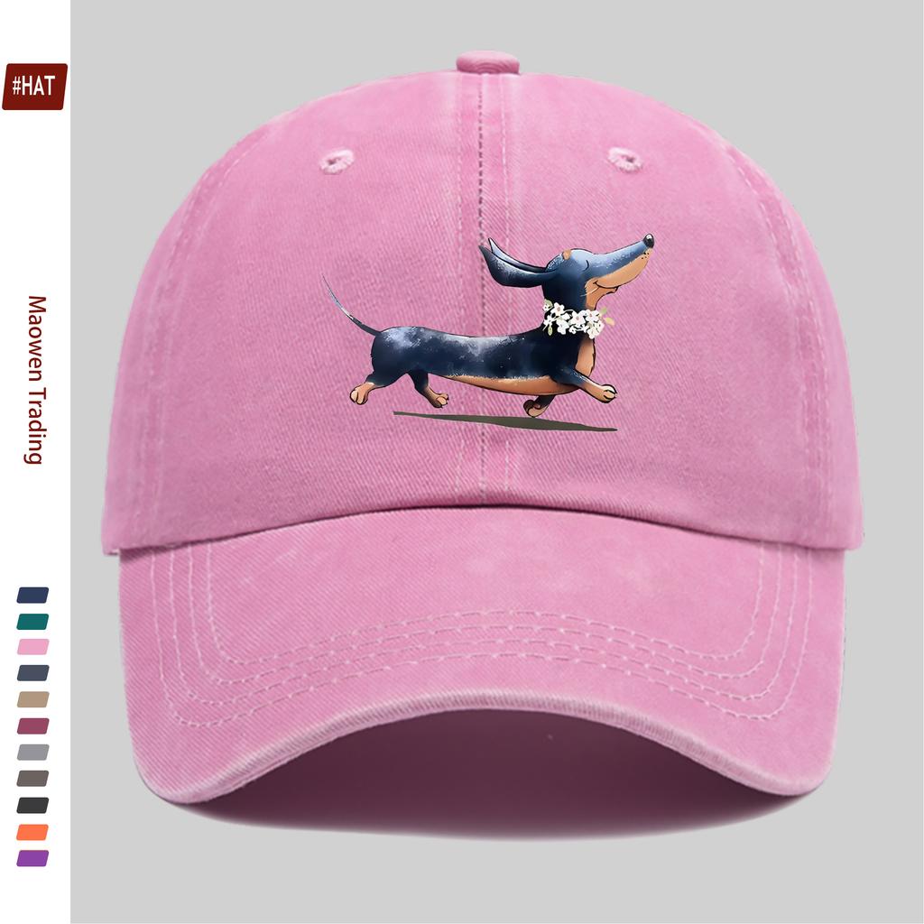 pc Cute Dachshund And Daisy Print Pattern Baseball Cap Casual Accessory Golf Hat Home Leisure Decor Hat Comfortable Lightwei
