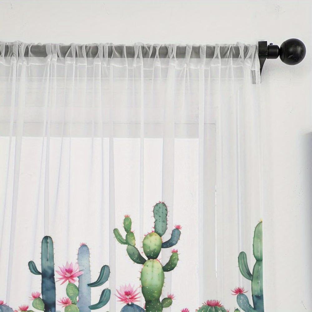 2PCS Digital Printed Sheer Curtain, Cactus Succulent Plant Print, Boho Desert Southwest for Living Room Bedroom Home Decor