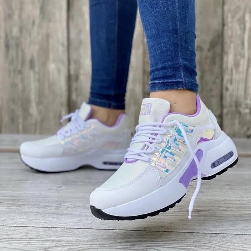 

2022 Новые кроссовки на танкетке, женская спортивная обувь, увеличивающая рост на шнуровке, женская повседневная удобная вулканизированная обувь на платформе на воздушной подушке 43 чистый