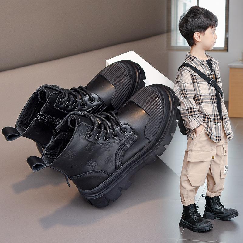 Children's British Style Velvet Ankle Boots Soft Sole Leather Boots