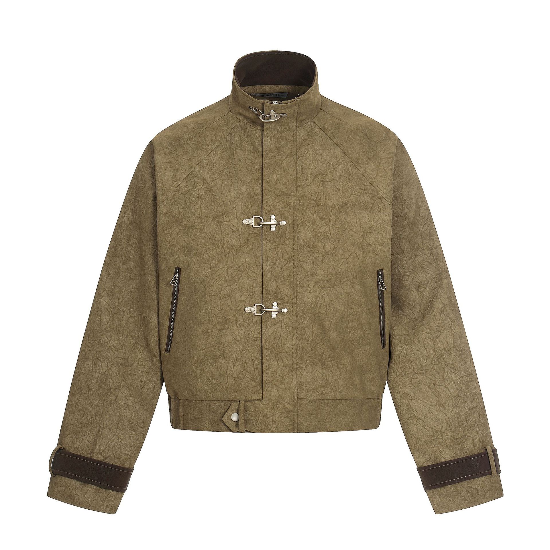 Men s Spring American Vintage Trend Brand Pleated Leather Jacket Detroit Jacket Men s S