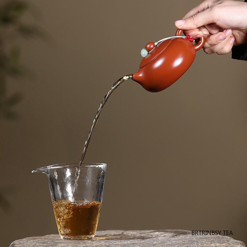150ml Tradition Yixing Purple Clay Teapot Chinese Handmade Xishi Tea Pot Raw Ore Dahongpao Kettle Household Zisha Tea Set