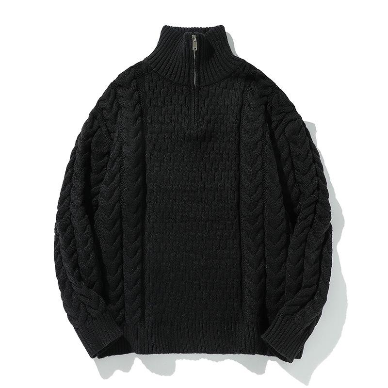 Autumn Winter Crew Neck Wool Cable Knit Sweater - Couple Horse Design, Trendy and Versatile