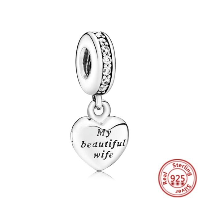 925 Sterling Silver Heart Circular Animal Beads Original  Charm Bracelet For Women DIY Fashion Silver 925 Jewelry Making