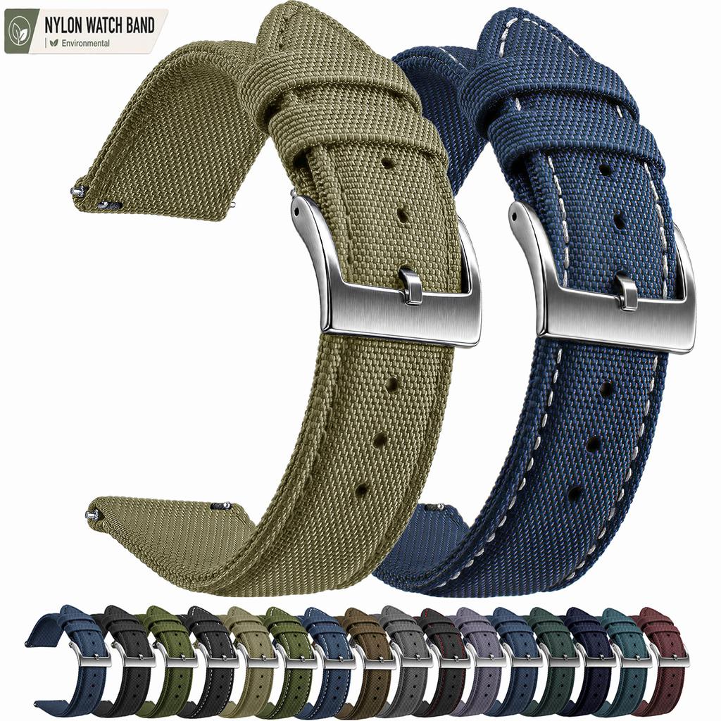 Superior Sailcloth European Watch Bands, Premium Nylon Watch Bands, 18mm 20mm 22mm Quick Release Watch Straps, for Men Women