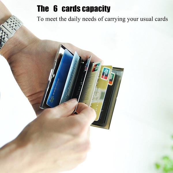 Black Stainless Steel Case Slim Blocking Wallet ID Credit Card Holder Men