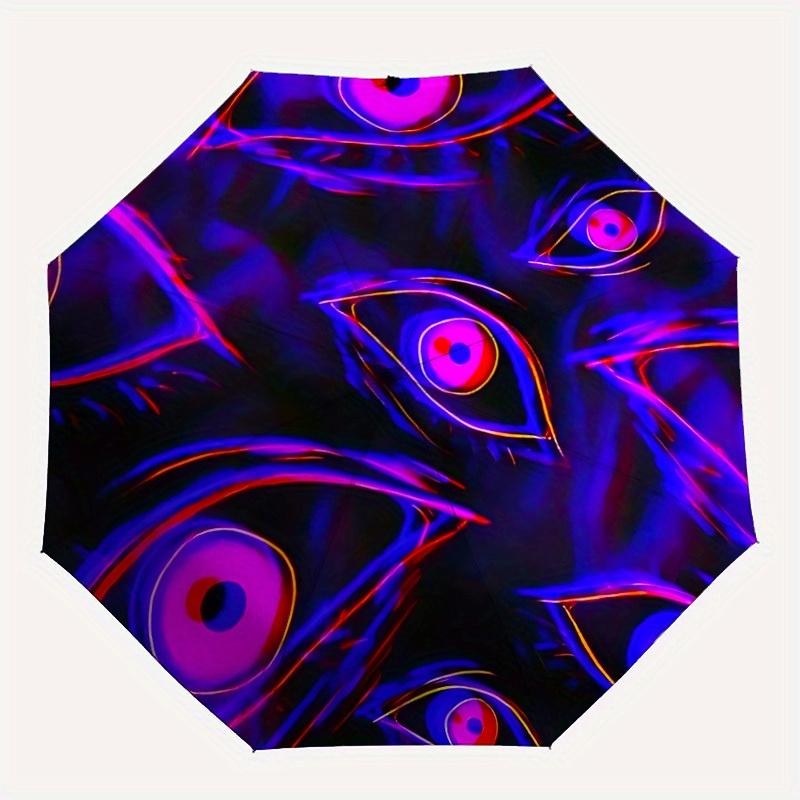 

1pc Neon Eyes Pattern Automatic Open/close Folding Umbrella, Compact Portable Travel Umbrella, Perfect Birthday/Christmas, Cute Umbrella, Du