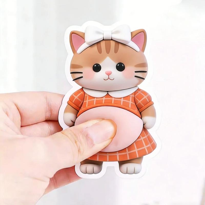 Cute Puppy 3D Belly Puffy Stickers DIY Soft Belly Squeezable Kitty Stickers Phone Case Decoration Children's Toy Birthday Gift