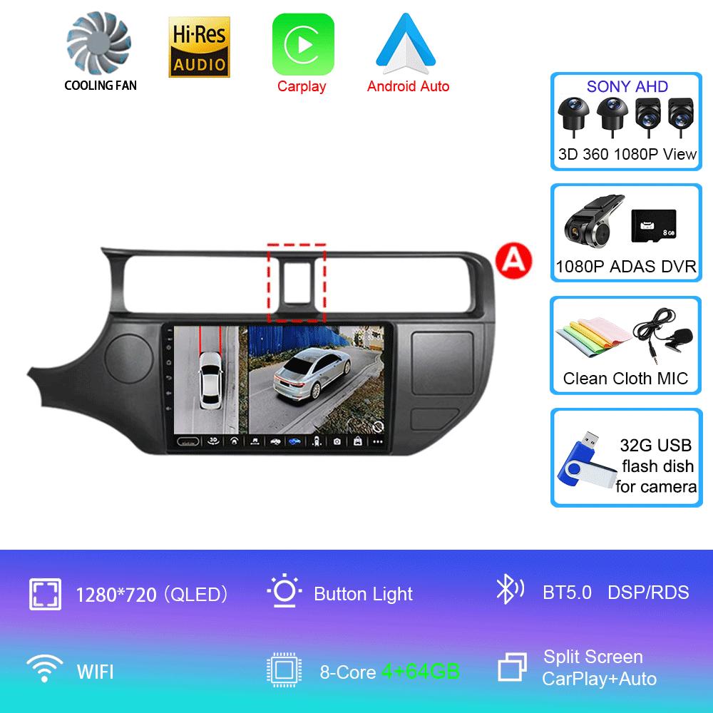 For Kia RIO 4 K3 2011-2017 2K QLED Android 14 Car Radio Multimedia Player 2 Din GPS Navigation stereo DVD Head Unit