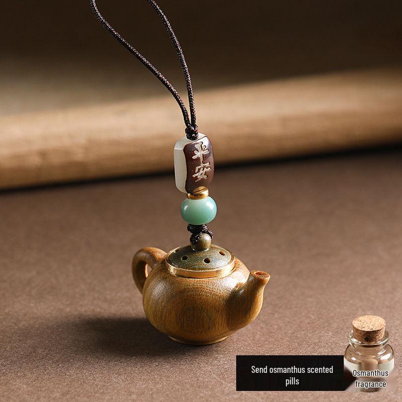 Wenge Green Sandalwood Teapot Keychain & Sachet for Women