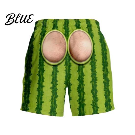Mens Funny Swim Shorts Men Hairy Booty Shorts Leopard Print Thong Fake Denim Gag Gifts for Birthdays 3D Illusion Beach Trunks Summer Pool Party,
