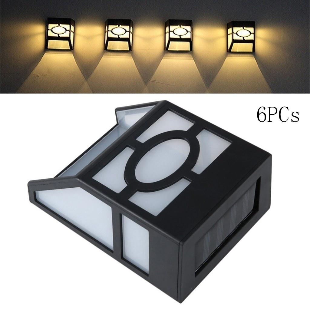 Solar Fence Lights Outdoor, 2 LED Wall Lights Retro Style Lamp Lights Waterproof  for Deck Fence Patio Front Door Stair Landscape Yard