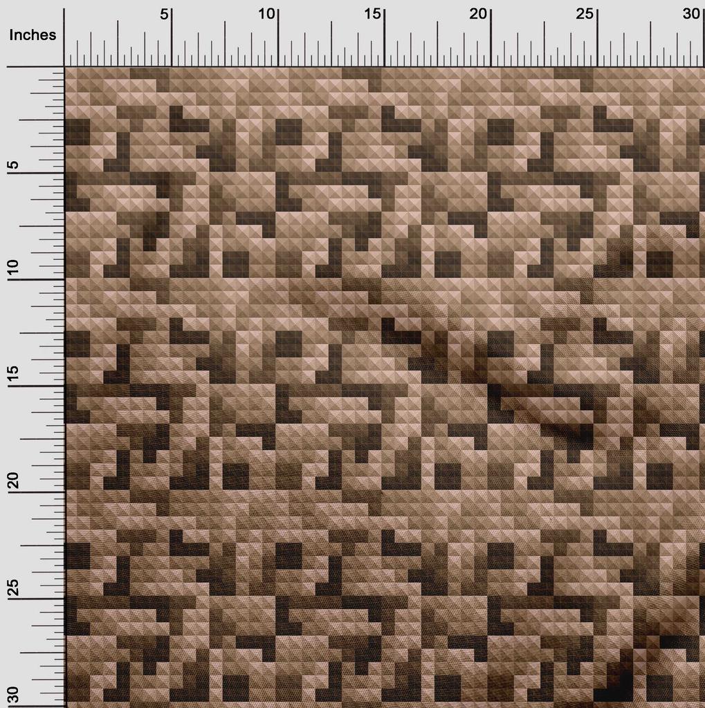 oneOone Cotton Flex Light Brown Fabric Geometrical Shape Fabric For Sewing Printed Craft Fabric By The Yard 40 Inch