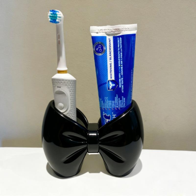 Creative Bow Pen And Toothbrush Holder | Plastic, Freestanding, Ideal For Bedroom And Bathroom Decor, Bathroom Accessories
