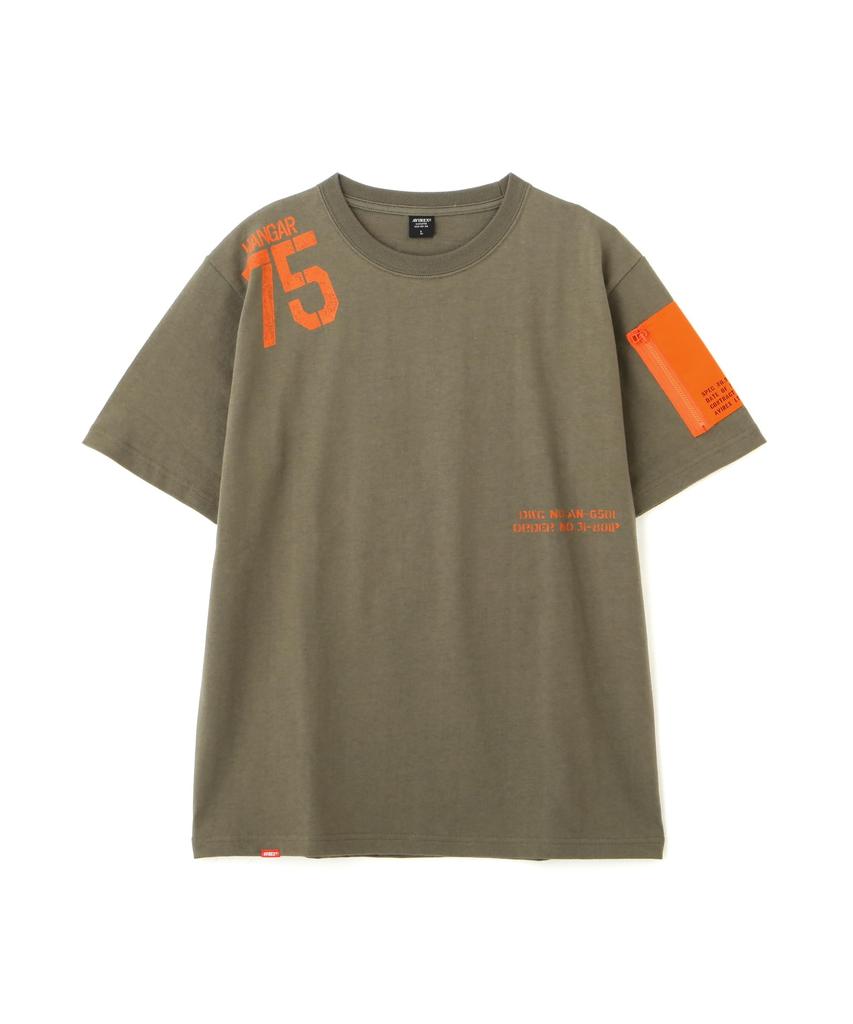 AVIREX REMODEL DESIGN CREW NECK T-SHIRT L Olive