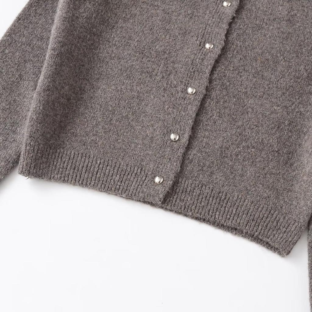 European and American style, new women's clothing, foreign style, long-sleeved metal button-knitted jacket 5536205
