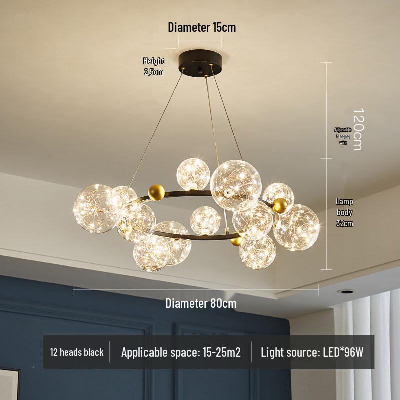 Nordic Starry Sky Modern Chandelier: Magic Bean Bubble Light for Living Room and Bedroom