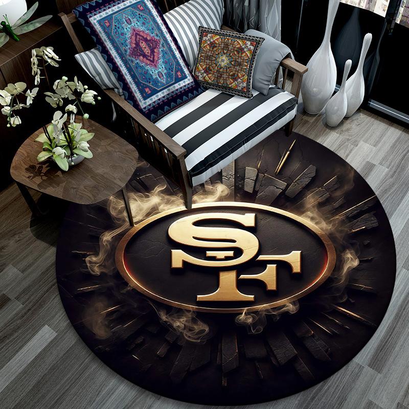 San Francisco 49ers2, Rond Vloerkleed, Tapijt voor Woonkamer Slaapkamer Bank Speelkamer Decoratie, Antislip Vloermat