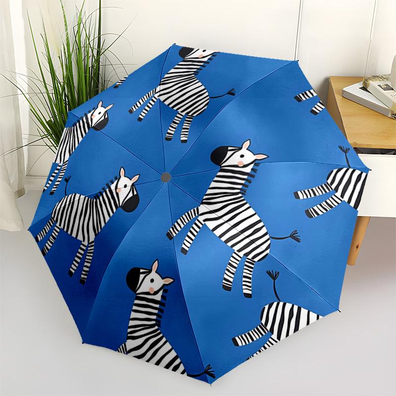 1pc Zebra Pattern Automatic Open/close, All-Season Portable Folding Umbrella, Travel, Everyday, Formal Events - Compact Luxury Parasol, Outdoor Access