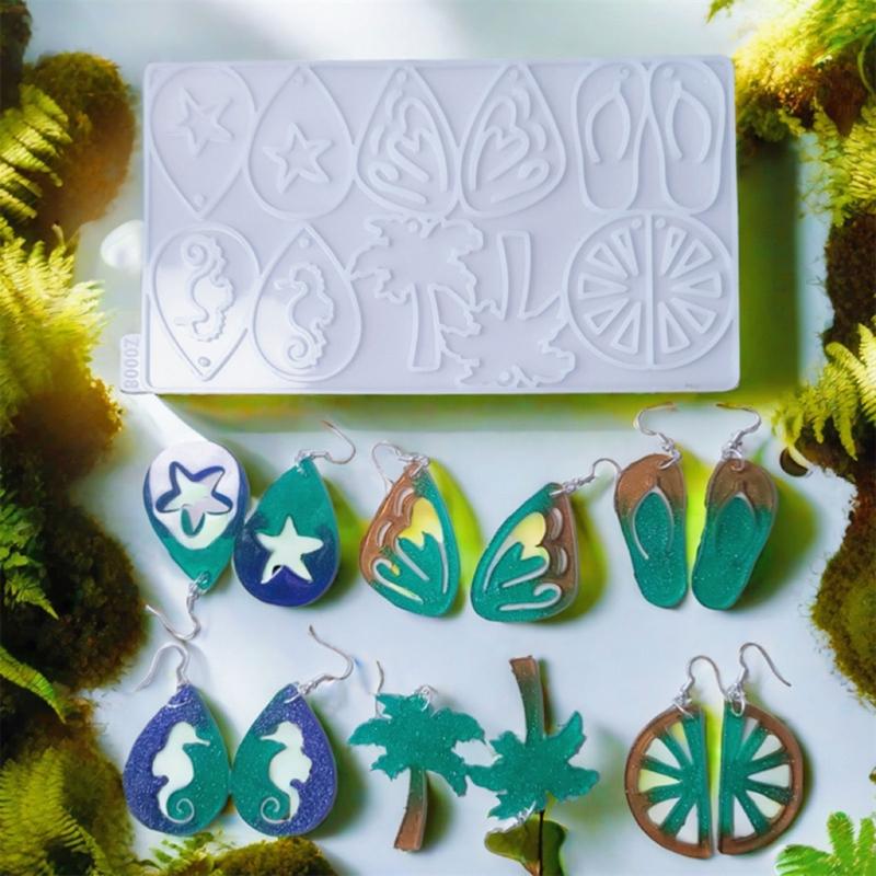 Easy to Use Silicone Pendant Mold Earrings Molds Hollow Jewelry Molds Silicone Texture Gift for Jewelry Enthusiasts