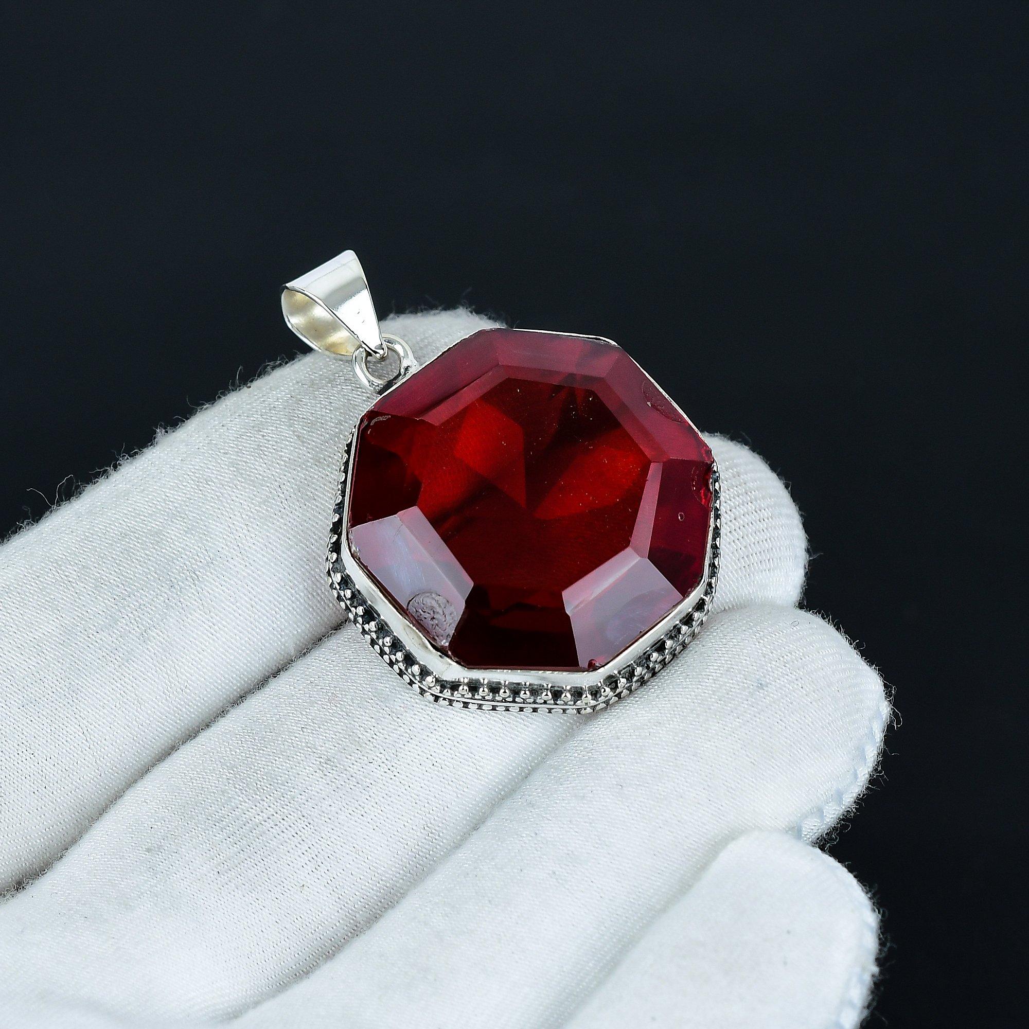 

Кулон с красным гранатом, Кулон из стерлингового серебра 925 пробы, Кулон ручной работы восьмиугольной формы, Антикварный кулон, Кулон с гранатом, Подарок для него 2.16 красный