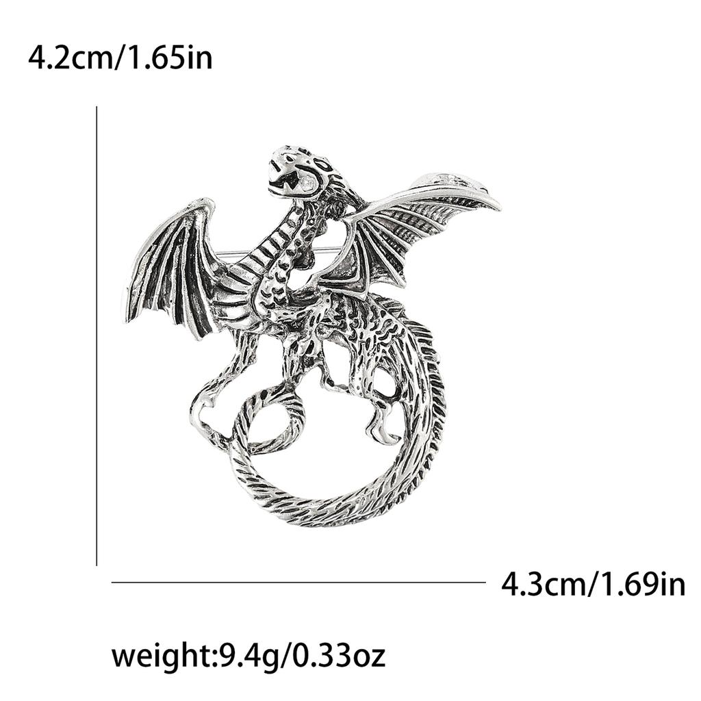 Enamel Dragon Brooches for Women Unisex Rhinestone Necklace Flying Dragon Pins Banquet Party Backpack Gifts Jewelry Accessories