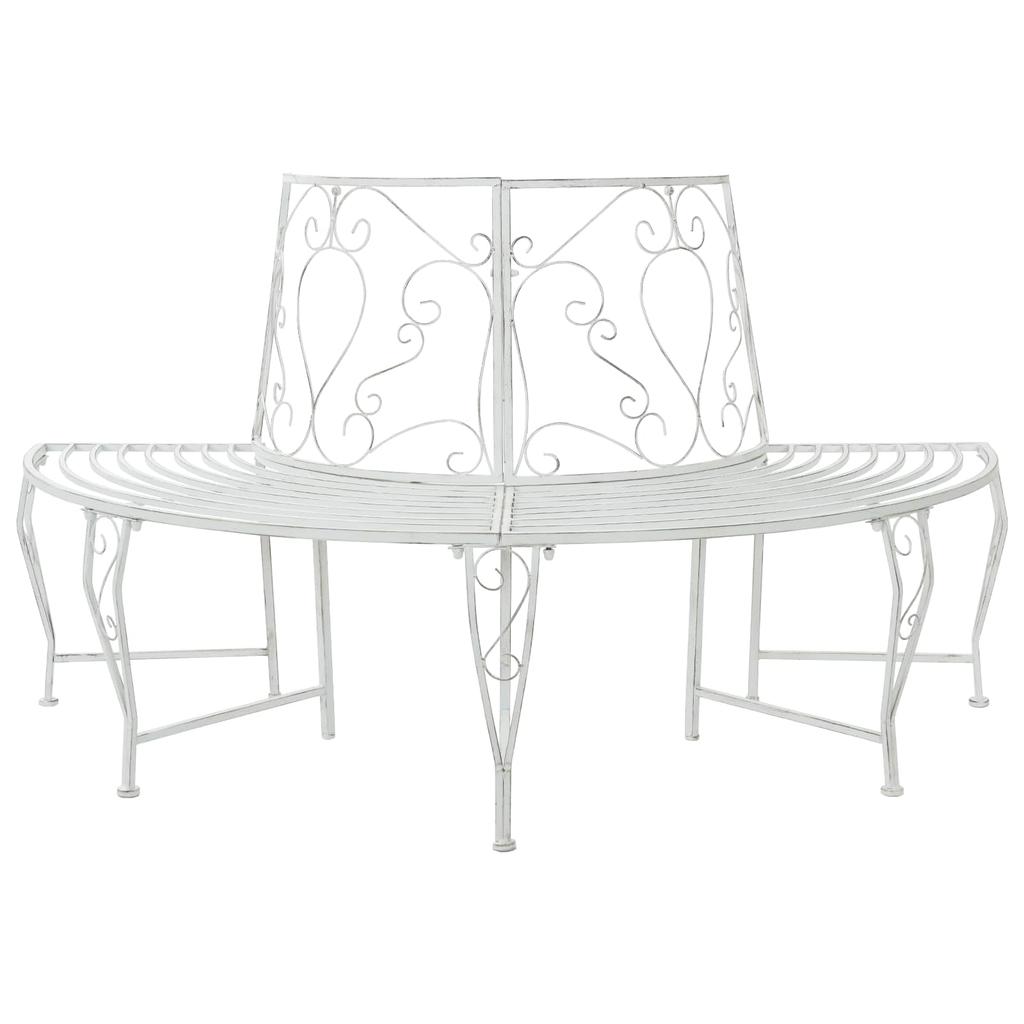 Tree Bench 4 Seater 160 x 80 x 89 cm Steel Antique White
