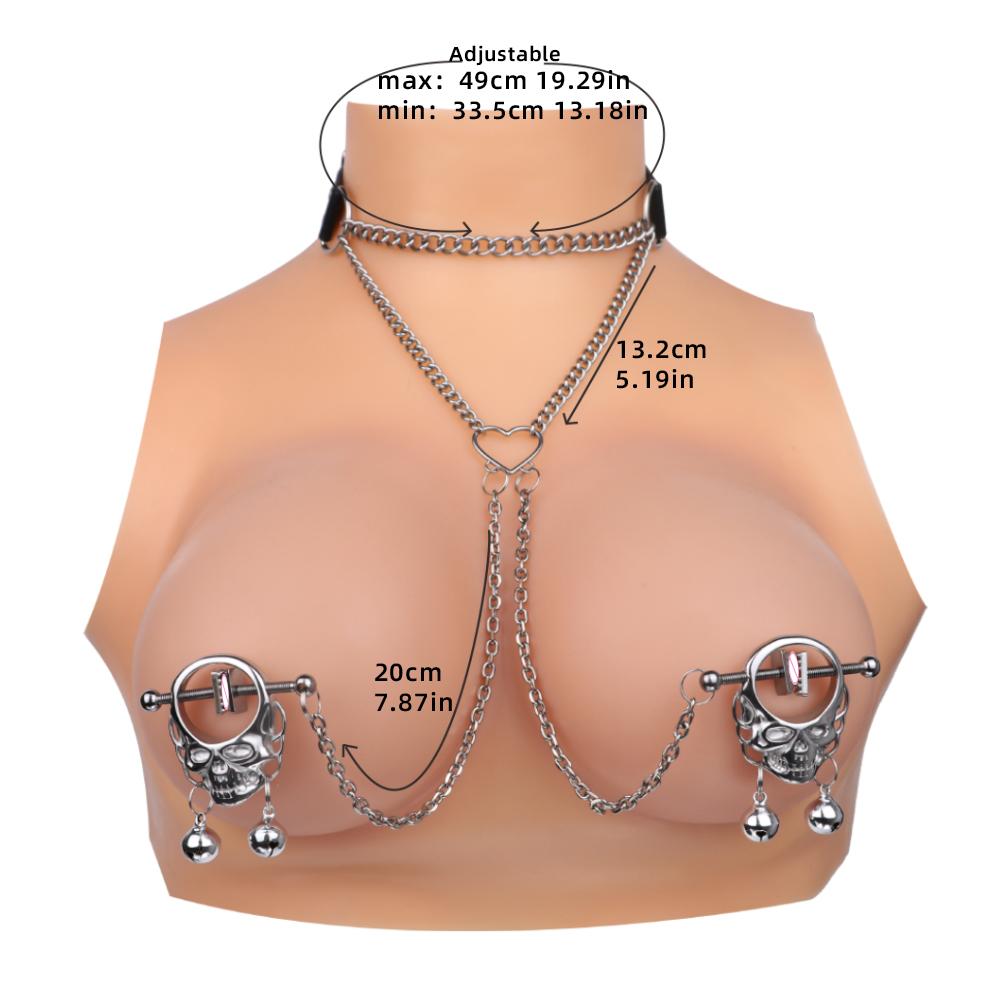 QKKQ Nipple Clamps with Choker Metal Non-piercing Nipple Clips BDSM Bondage Breast Attachment Nipple Clamps Sex Toys for Women