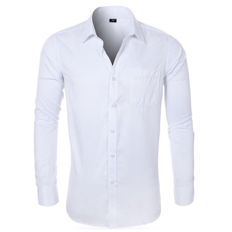 Men’s Plus Size Classic Long Sleeve Solid Dress Shirt