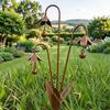 Rusty Bellflower Garden Stake Metal Three Bell Flowers Sculpture Rustic Wind Chime Plant Ornament for Yard Lawn Outdoor