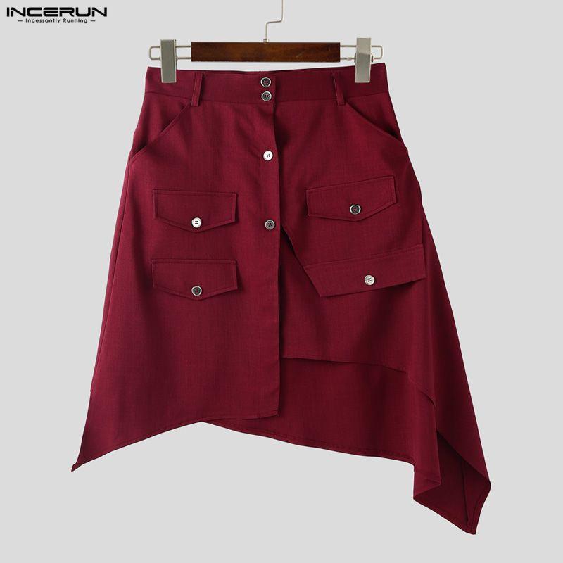 INCERUN Women Men Long Sleeve Cropped Tops and Irregular Skirts Sets Outfits