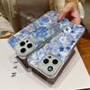 Blue Flowers Pattern Laser Phone Case For iPhone Air 17 16 15 14 13 15 Pro Max 16 15 Plus 13 17 Pro  Shockproof Hard Cover Funda