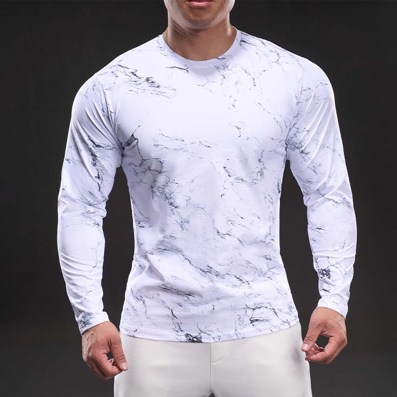 

Новая быстросохнущая футболка с длинным рукавом из ледяного шелка для мужчин, повседневная спортивная эластичная фитнес-одежда для улицы 2XL белый