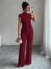 2026 New Style Women's Solid Color Short Sleeve Top & Ribbed Casual Pants Set