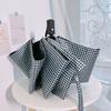 Simple Checkered Black Sun Umbrella, Sunshade Umbrella, Rain Umbrella, Sun Protection, Uv Protection, Black Coating, Automatic 70% off Umbrella