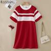 ZANZEA Women Casual O-neck Short Sleeve Summer Patchwork Dress