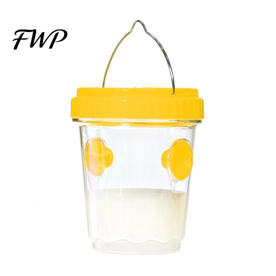 Fruit Fly Trap with Light Outdoor Solar Wasp Trap, Hanging Waterproof Hornet Bucket, Reusable Yellow Jacket Powered LED Light, Catcher for Garden