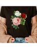 S White Roses Floral Print T-Shirt - Short Sleeve Crew Neck Casual Top With Blooms, Lightweight Breathable Fabric, Hine Wa
